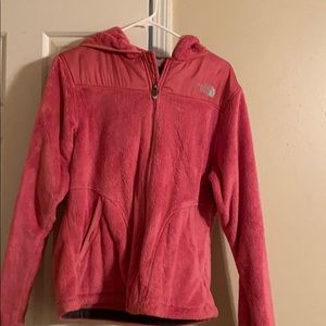 North face pink jacket hoodie